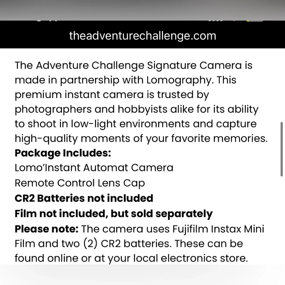 NIB lomography x The Adventure Challenge Lomo’Instant Automat Camera, White - Picture 8 of 11